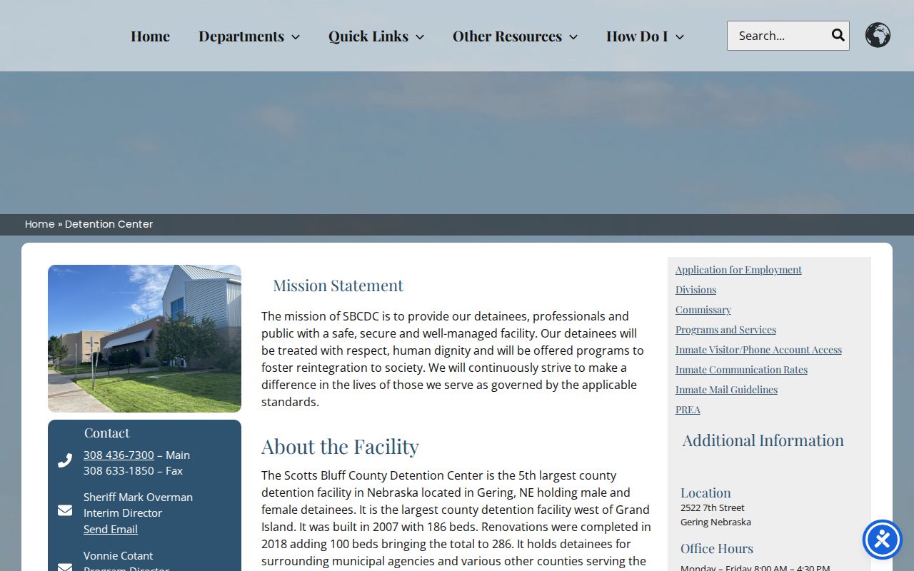 Harrisburg arrest custody and Banner County booking-record destination at Scotts Bluff Detention Center