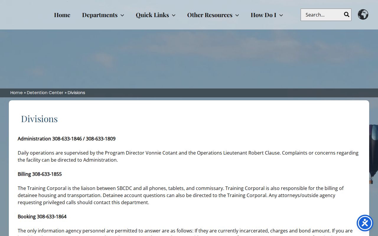 Banner County current custody and booking-record contact information at Scotts Bluff Detention Center